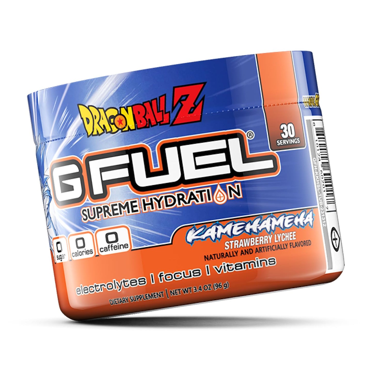 G Fuel Kamehameha Hydration Electrolytes Powder, Water Mix for Hydration, Energy and Focus, Sugar Free, Zero Caffeine Supplement with Essential Minerals, Strawberry Lychee Flavor, 3.4 oz (30 Servings)