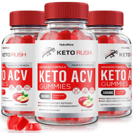 NutraRize (Pack of 3 Keto Rush Keto ACV Gummies for Weight Loss Support, Maximum Strength Supplement, Gomitas Reviews (180 Gummies)