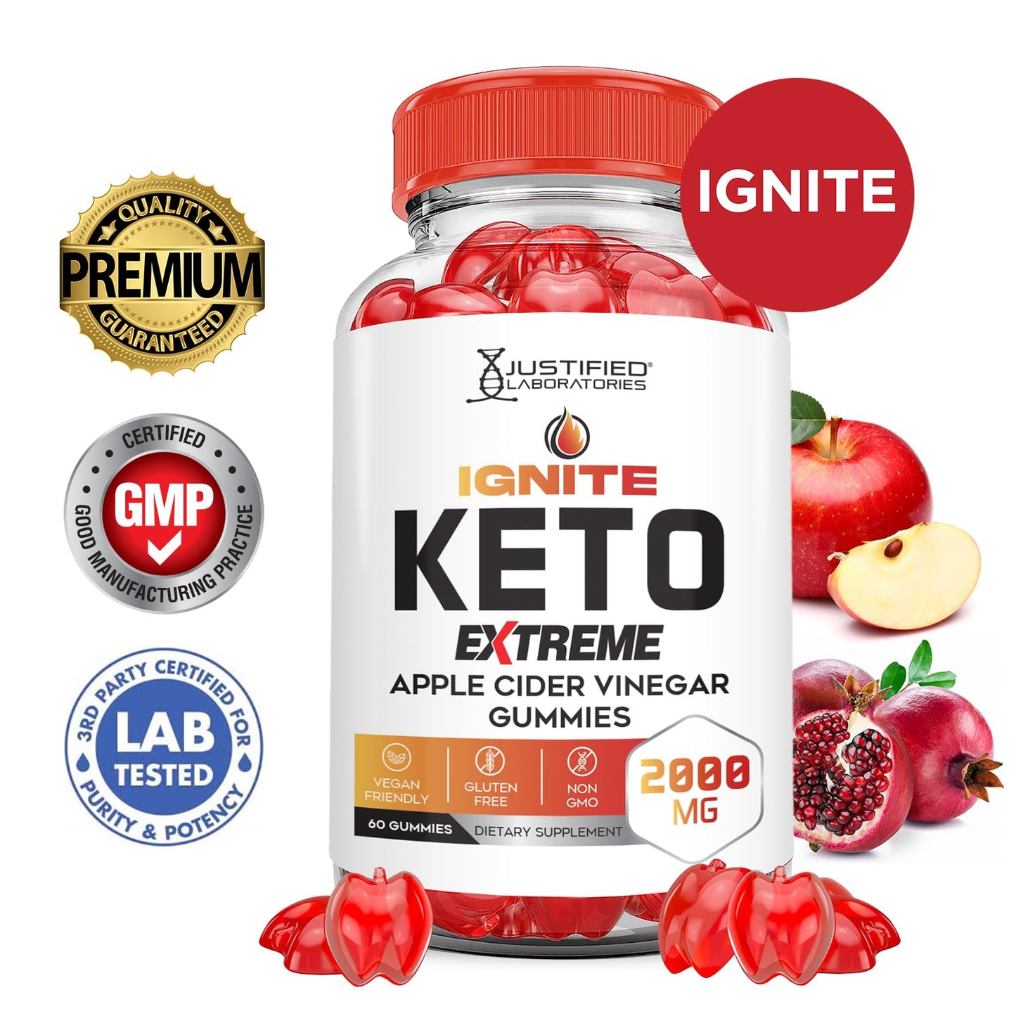 (2 Pack) Ignite Keto ACV Gummies Extreme 2000MG Advanced Ignite Keto Gummies Apple Cider Vinegar Formulated with Pomegranate Beet Juice Powder B12 Vegan Non GMO 120 Gummys