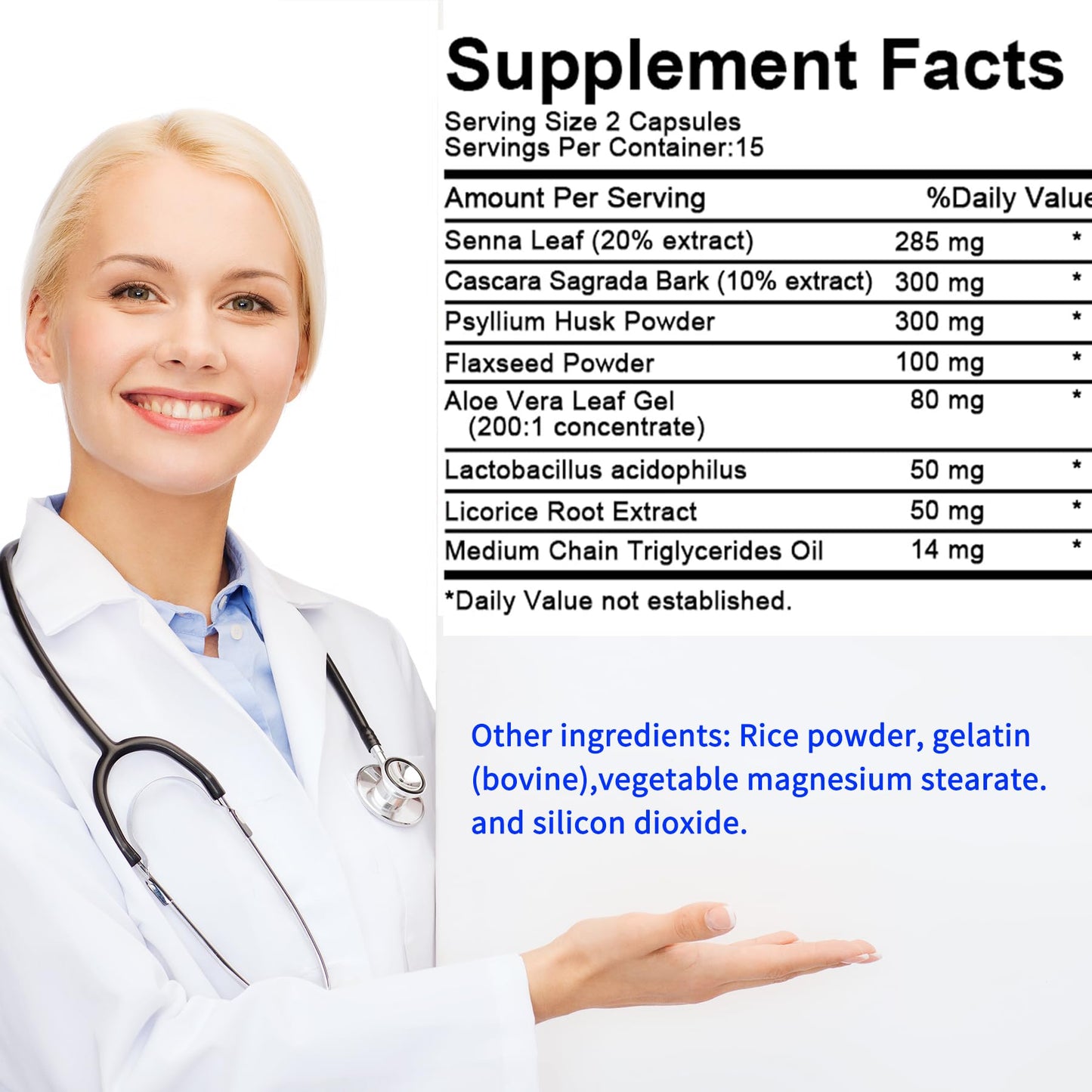 15 Day Gut Cleanse - Gut and Colon Support, 15 Day Advanced Bowel Cleanse with Senna, Cascara Sagrada & Psyllium Husk (30 Capsules)