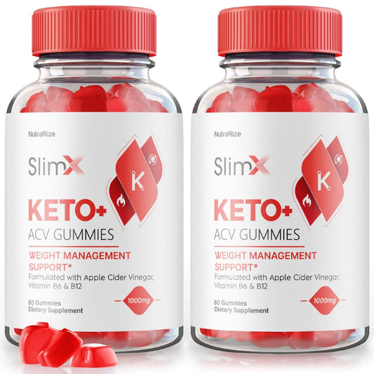 NutraRize (2 Pack) SlimX Keto ACV Gummies - SlimX Gummies, SlimX Keto ACV Gummies Weight Loss Support, Keto + ACV Gummy, Maximum Strength Supplement, SlimXKeto Gomitas Reviews (120 Gummies)