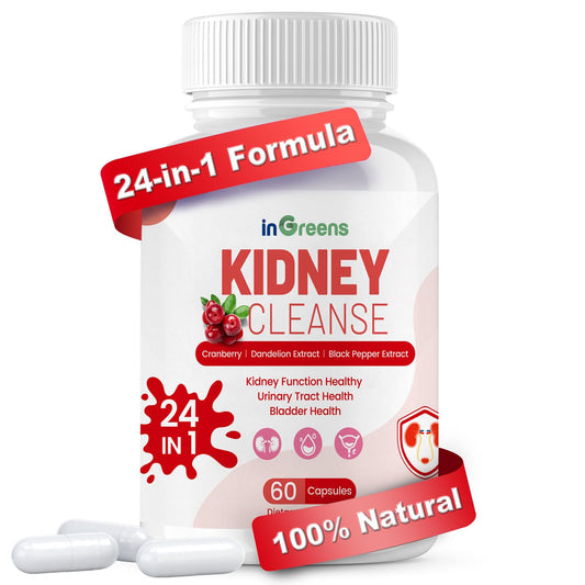 inGreens Advanced Kidney Cleanse Detox & Repair - 24-in-1 Kidney Support Supplement with Herbal Formula for Kidney & Urinary Tract Health - Non-GMO, Made in USA, 60 Capsules
