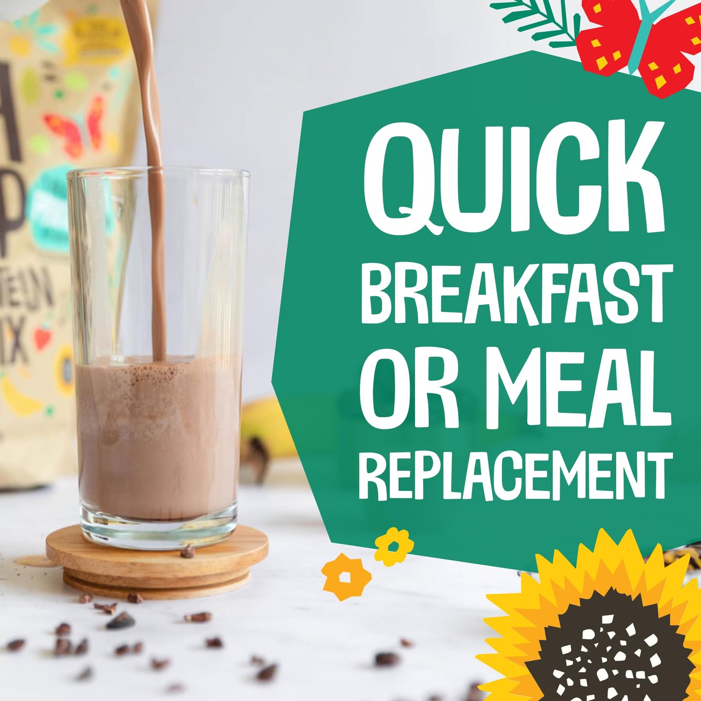 EarthChimp Organic Vegan Protein Powder - with Probiotics - Non GMO, Dairy Free, Non Whey, Plant Based Protein Powder for Women and Men, Gluten Free - 26 Servings 32 Oz (Chocolate)