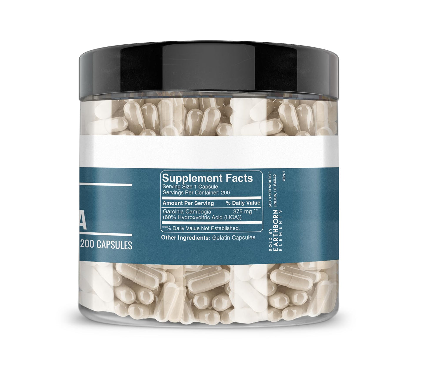 Earthborn Elements Garcinia Cambogia 200 Capsules, Pure & Undiluted, No Additives