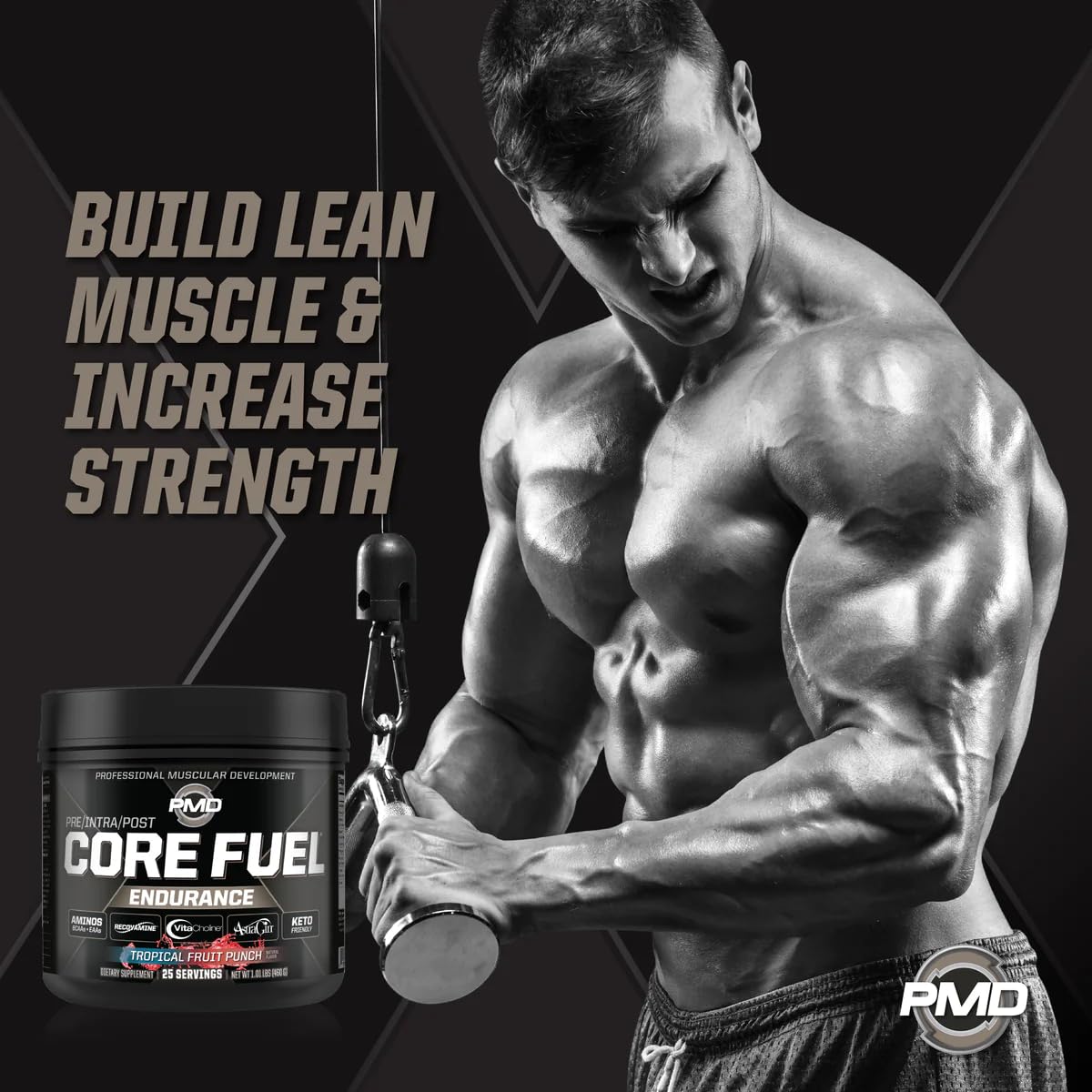 PMD Sports Core Fuel Endurance, Performance & Recovery - BCAAs, EAAs, Beta Alanine, Betaine Anhydrous, Glutamine, Electrolytes - Muscle Growth, Strength - Stim Free, Tropical Fruit Punch (25 Servings)