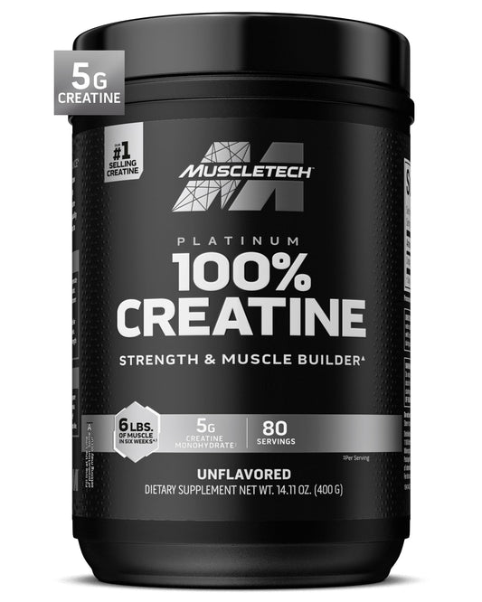 Creatine Monohydrate Powder MuscleTech Platinum Pure Micronized Muscle Recovery + Builder for Men & Women Workout Supplements Unflavored (80 Servings)
