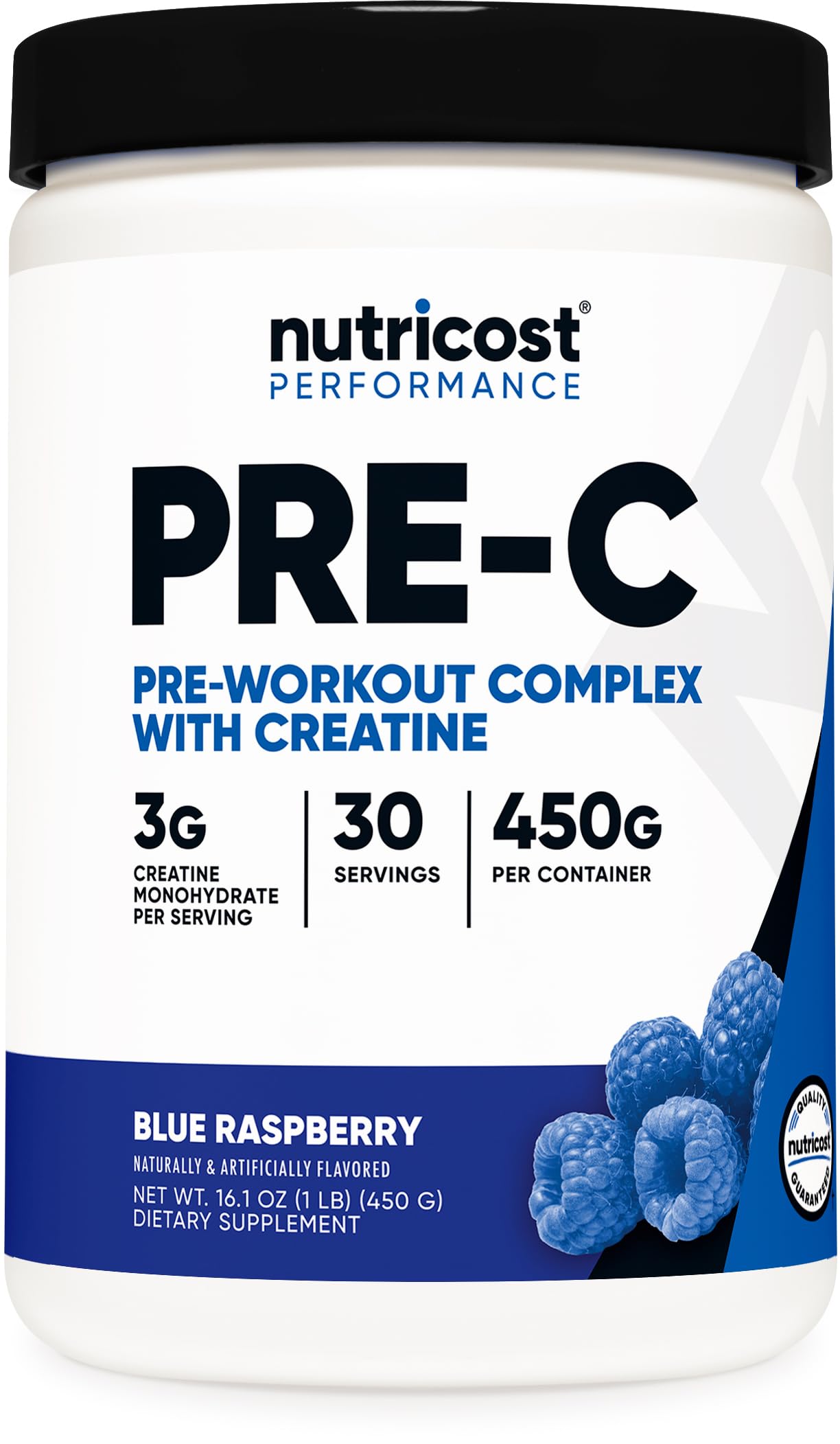 Nutricost Pre-C Pre-Workout Complex with Creatine (Blue Rasberry | 30 Servings) Powder - Boost Fintess Routines, 450g