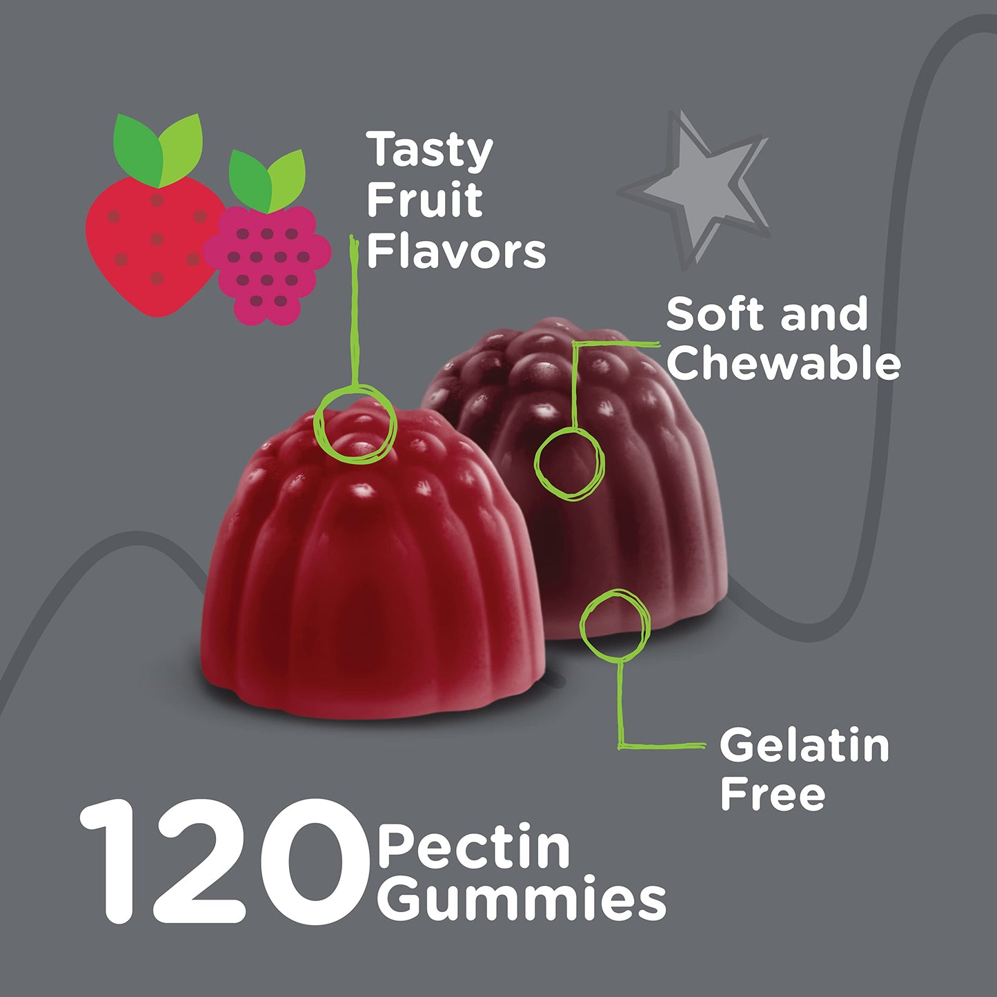 Prebiotic Kids Fiber Gummies for Constipation Relief, Digestive Health Regularity Support, Natural Weight Support - Fiber 4g, Zero Sugar Added, Vegan, Gluten Free - Tasty Chewable Fruit Flavored Gummy