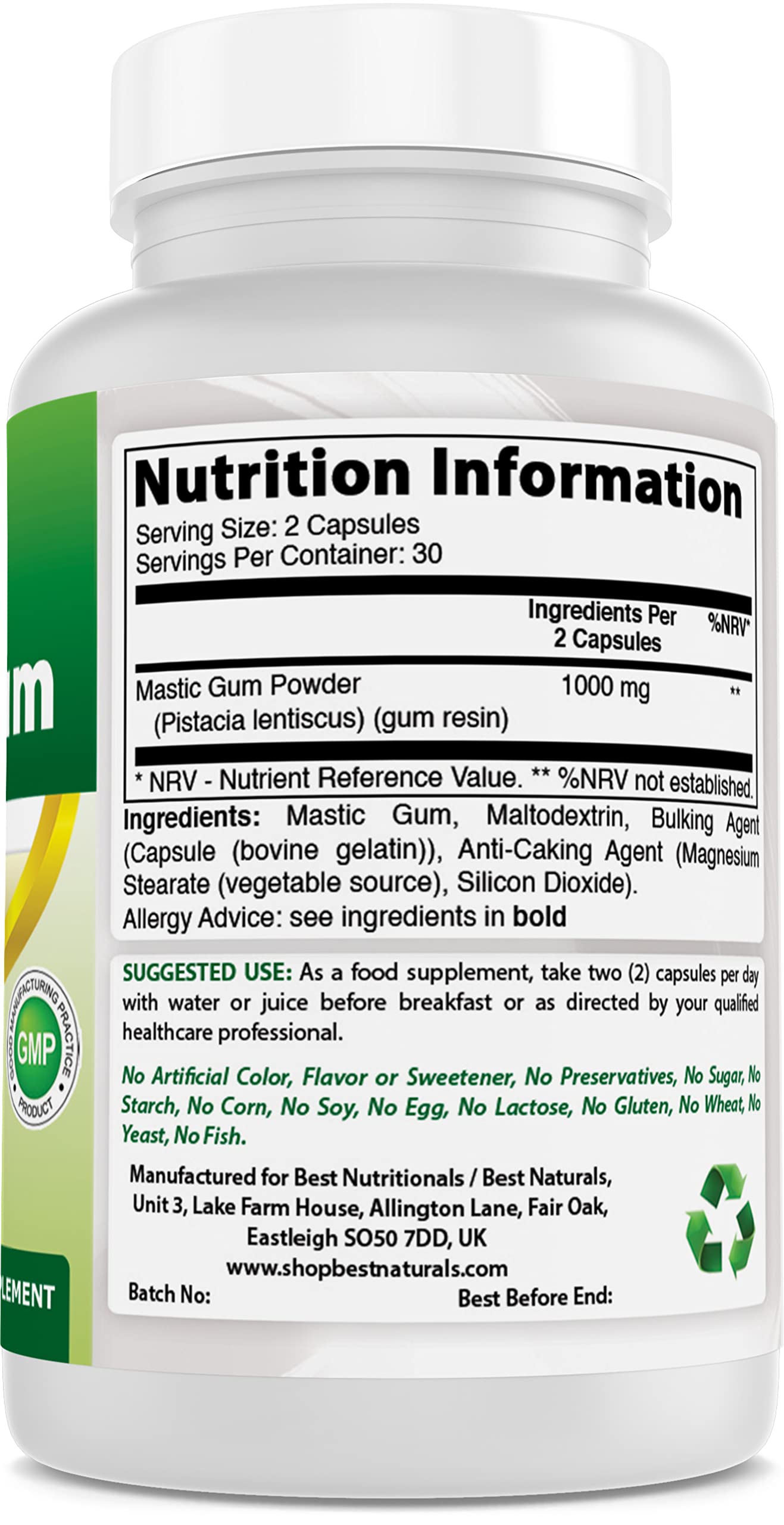 Best Naturals 2 Pack Mastic Gum Capsules 500 mg - 60 Count - (Non-GMO) (Gluten Free) - Promotes Healthy Stomach & Duodenal Health - (Total 120 Capsules)