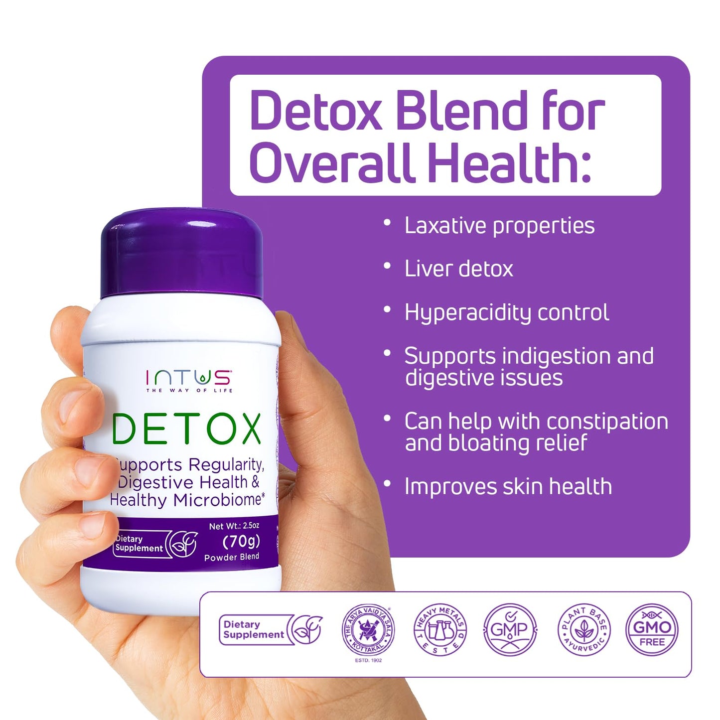Intus Detox | Colon Cleanse and Liver Detox for Digestive Health | Ayurvedic Herbal Supplement to Support Gut Health, Chronic Constipation, Improve Digestion, and Provide Bloating Relief | 2.5 oz