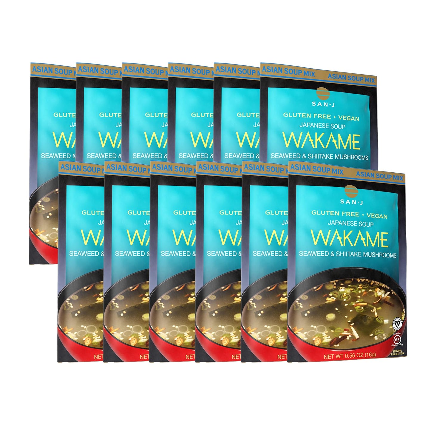 SanJ  Wakame Soup  Authentic Japanese Soup Mix  056 oz Packets  12 Pack