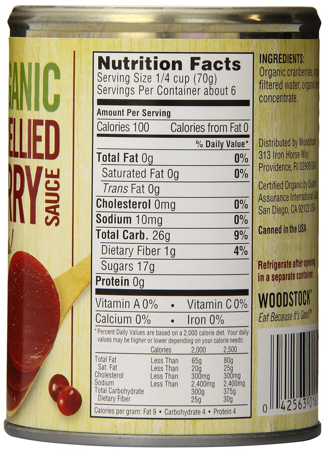Woodstock Organic Jellied Cranberry Sauce 14 Oz Rich  Smooth Cranberry Jellied Sauce with Moofin Golden SS Spoon  Perfect for Festive Dinners Vibrant  Natural Flavor NonGMO Versatile Cranberr
