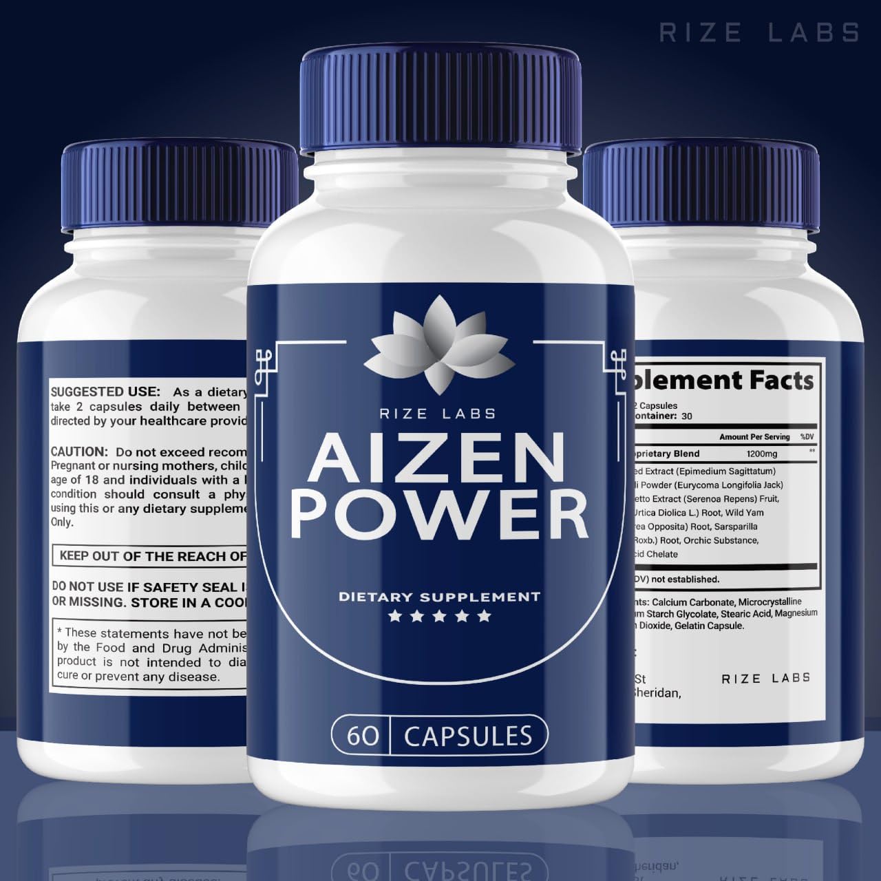 rize labs - Aizen Power for Men, All Natural Male Supplement to Boost Energy and Performance (60 Capsules)