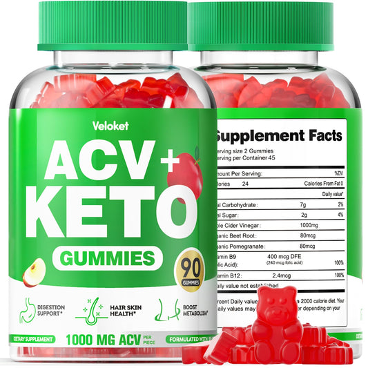 90 CT Apple Cider Vinegar Gummies, Keto Acv Gummies, Advanced Formula with 1000mg Acv Beet Root Pomegranate, Vegan Gluten-Free (1 Pack)