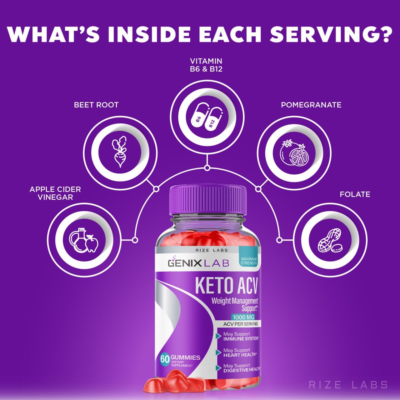 Genix Lab Keto ACV Gummies - Genix Lab for Advanced Weight Loss, Keto + ACV Gummy, Genix Lab Maximum Strength Supplement, GenixLab Gummies Reviews (60 Gummies)