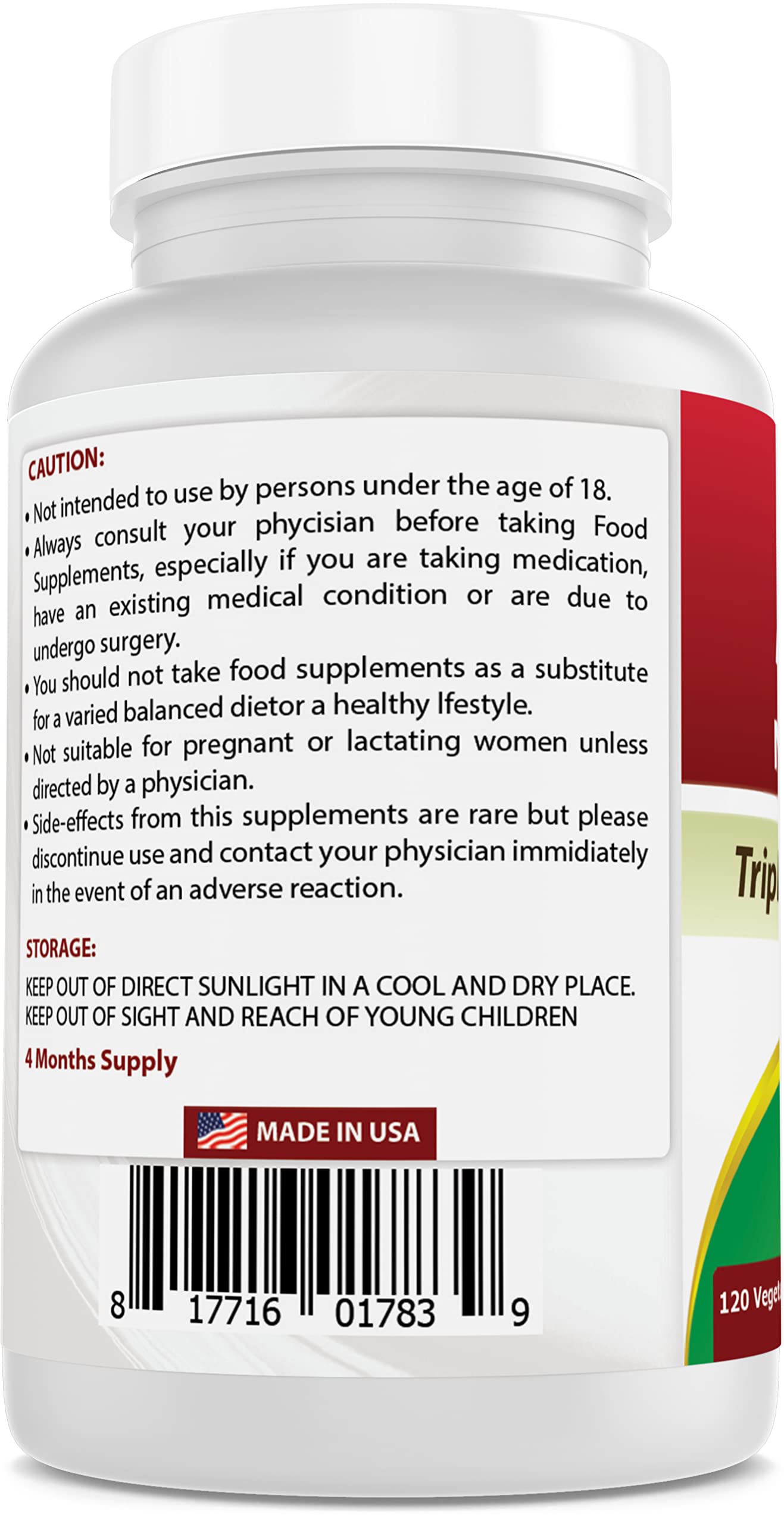 Best Naturals L-Arginine NO Booster Triple Strength 1300 mg Serving 120 Veg Capsules (120 Count (Pack of 1))