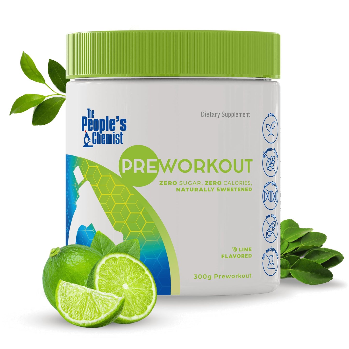 People's Chemist The Pre-Workout (Lime) - Natural Caffeine for Energy, Focus & Endurance - No Sugar, No Artificial Ingredients - Lime Flavor