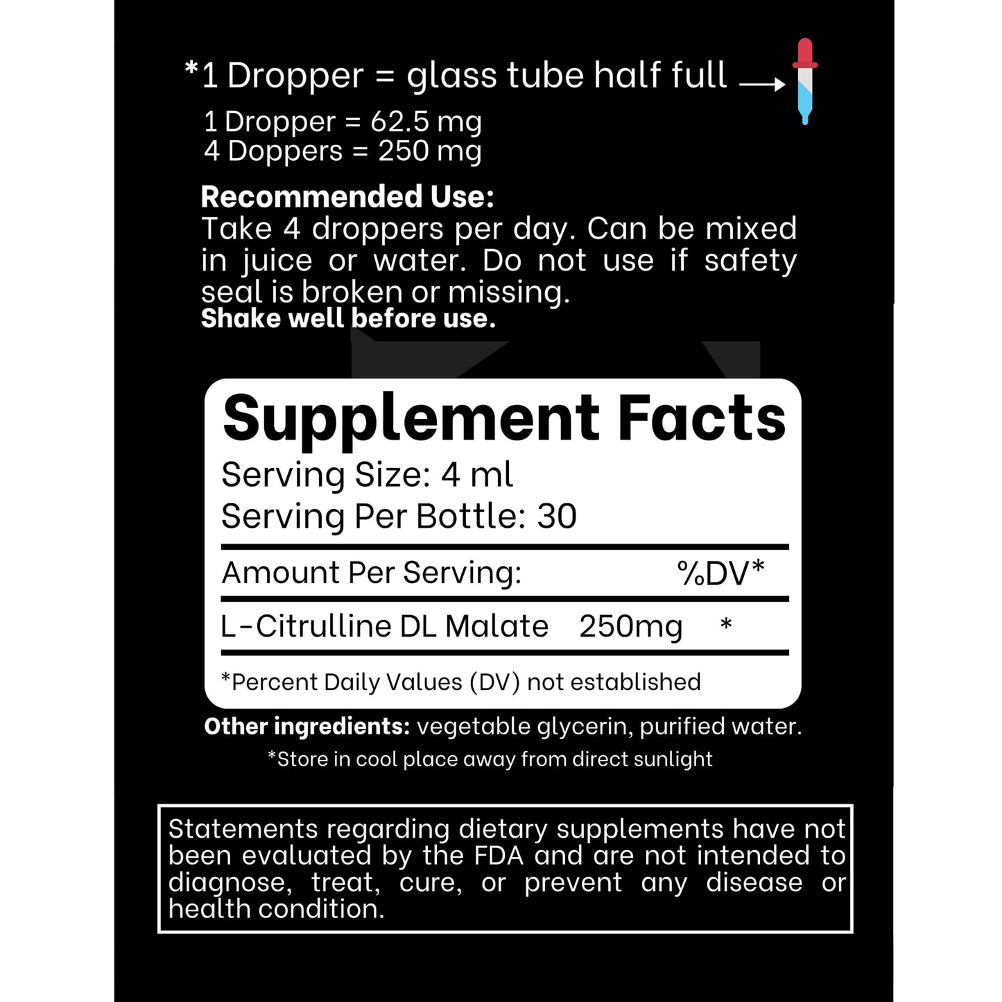 Think Above L-Citrulline DL-Malate 2:1 Liquid Drops - Fast Absorption - 250 mg Per Serving - Easy-to-Use Dropper - 30-Day Supply