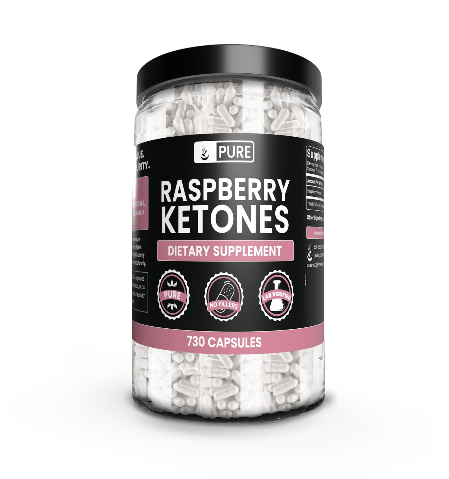 Pure Original Ingredients Raspberry Ketone (730 Capsules) No Magnesium Or Rice Fillers, Always Pure, Lab Verified