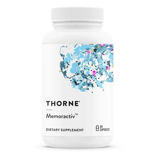 THORNE Memoractiv - Nootropic Brain Supplement for Focus, Creativity, and Concentration - Ashwagandha, Ginkgo, Lutemax, Bacopa, Pterostilbene - Gluten-Free, Dairy-Free* - 60 Capsules - 30 Servings