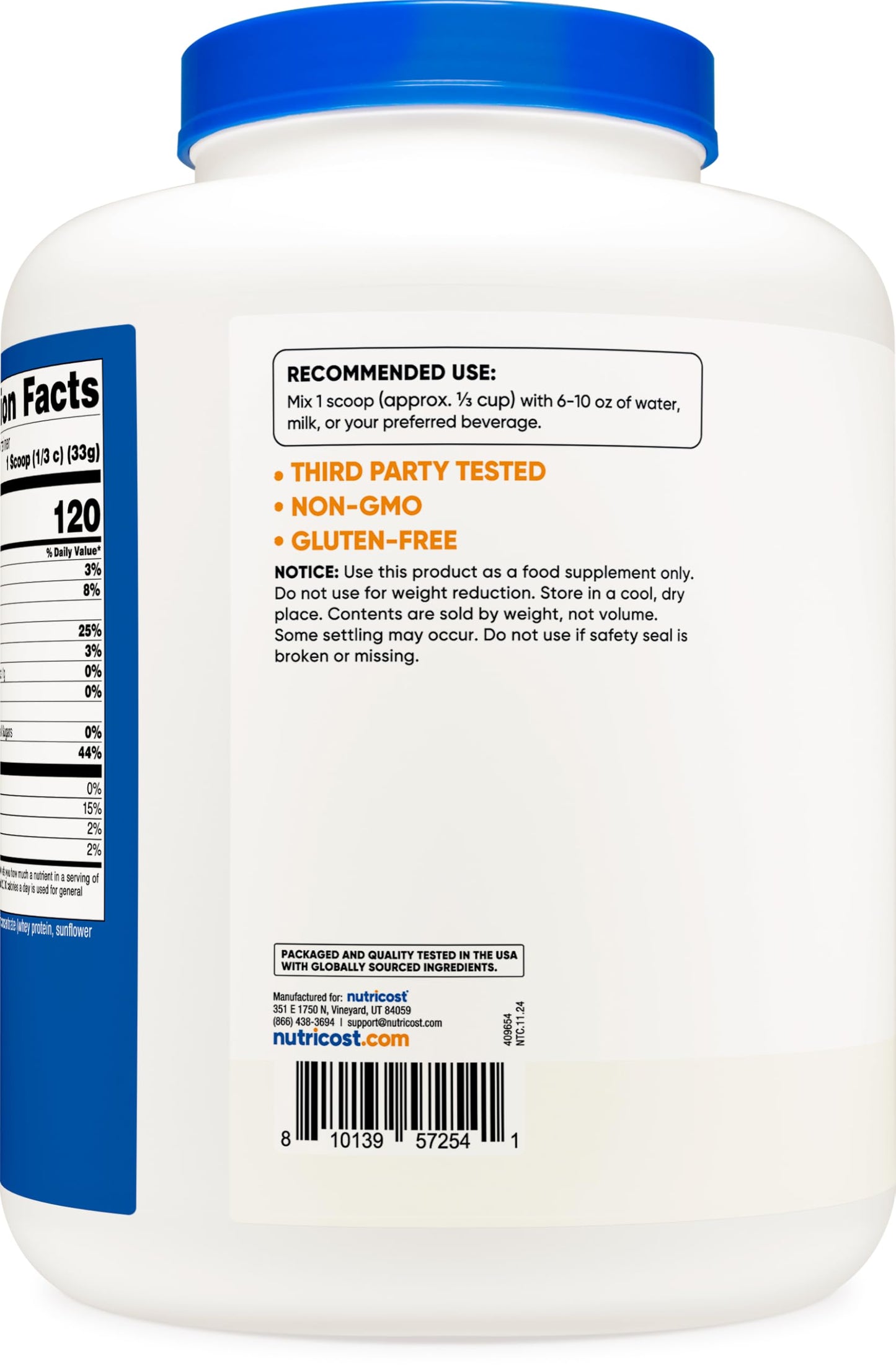 Nutricost Whey Protein Powder, Unflavored, 5 pounds - from Whey Protein Concentrate