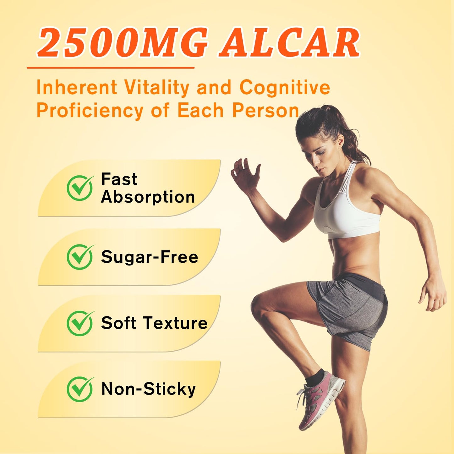 Sijigood 2 Pack Acetyl L-Carnitine Gummies for Men & Women - Daily Energy Support with Immune Support Gummies, Mango Flavor, 120 Count