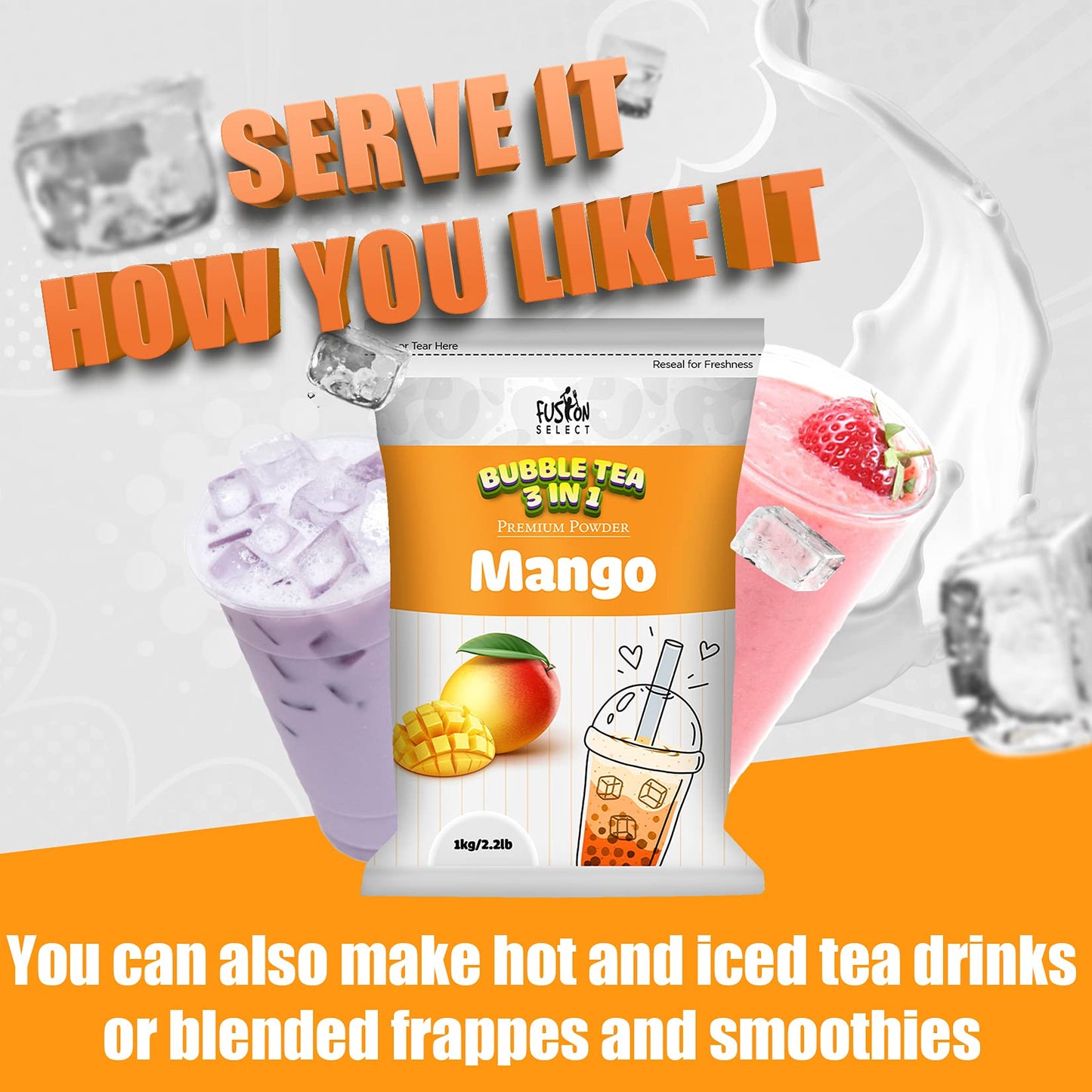 Fusion Select 22lb Taro Milk Tea Powder Taro Powder For Bubble Tea Flavored 3in1 Drink Powder with Cream  Sugar  Instant PreMixed Beverage for Hot or Cold Blends or Yummy Frappes