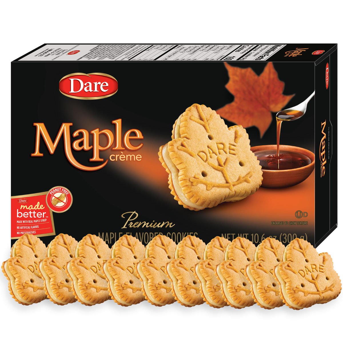 Dare Maple Leaf Crème Cookies  Classic Canadian Cookie Made with Real Maple Syrup Peanut Free  106 Ounces