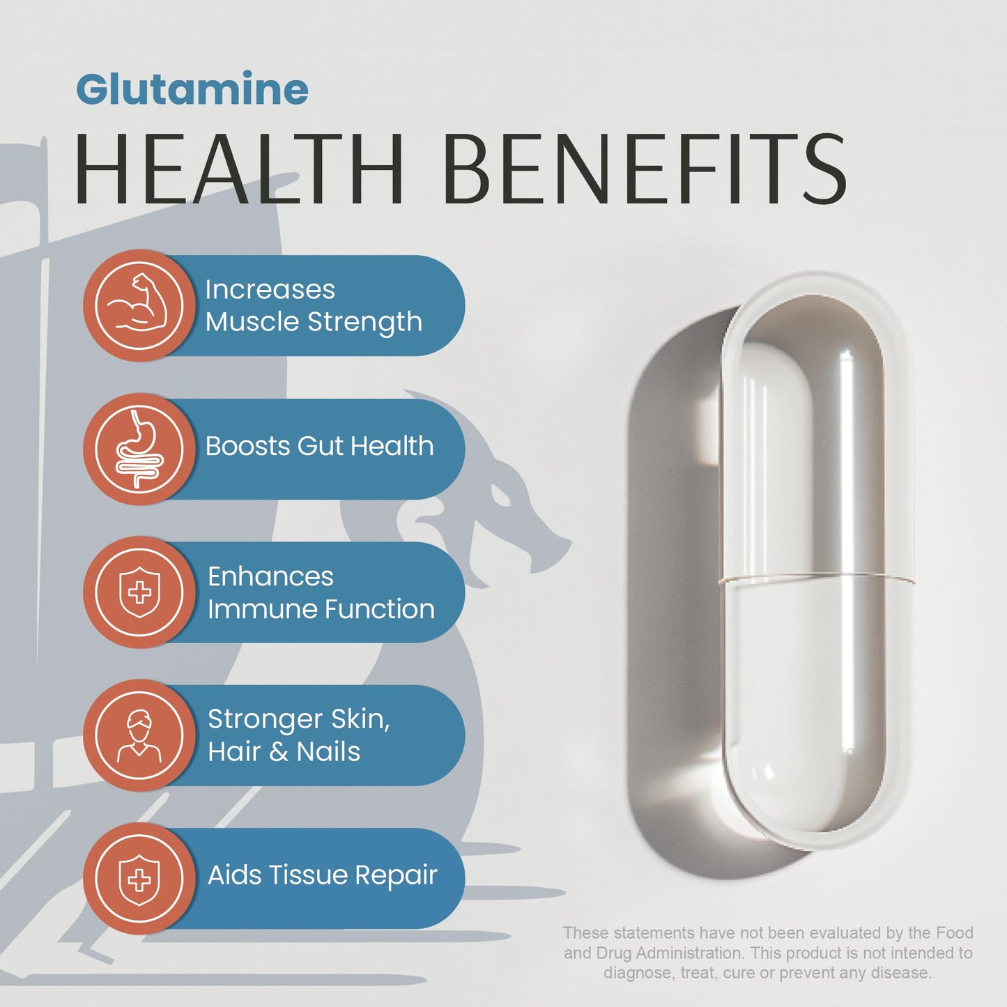 Vykee Nutrition L-Glutamine Capsules - 1500mg High-Potency Amino Acid for Muscle Recovery, Gut Health & Immune Support | Vegan, Non-GMO | 120 Capsules