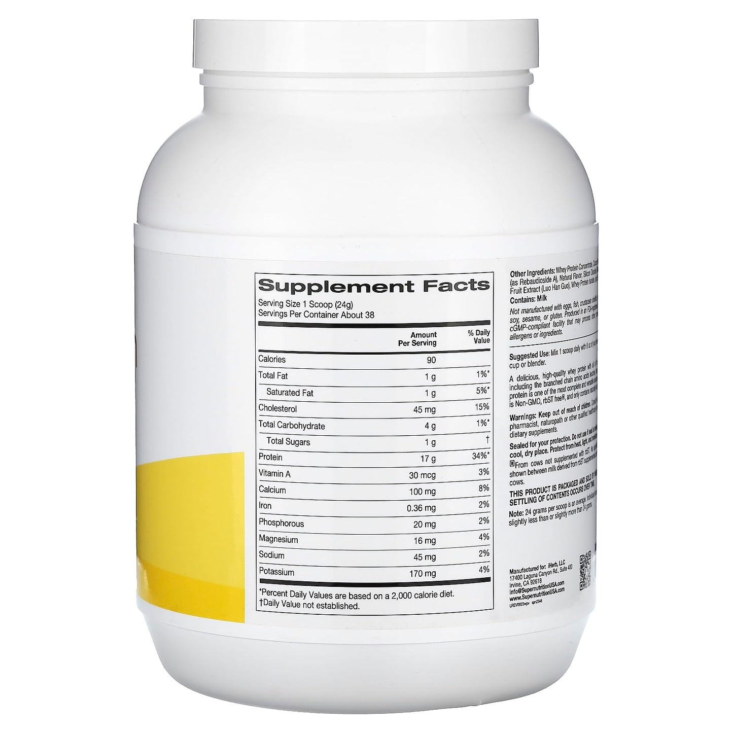 Super Nutrition Ultra Filtered Whey Protein Powder, Non-GMO, RBST Free, Chocolate, 2 lb (908 g)