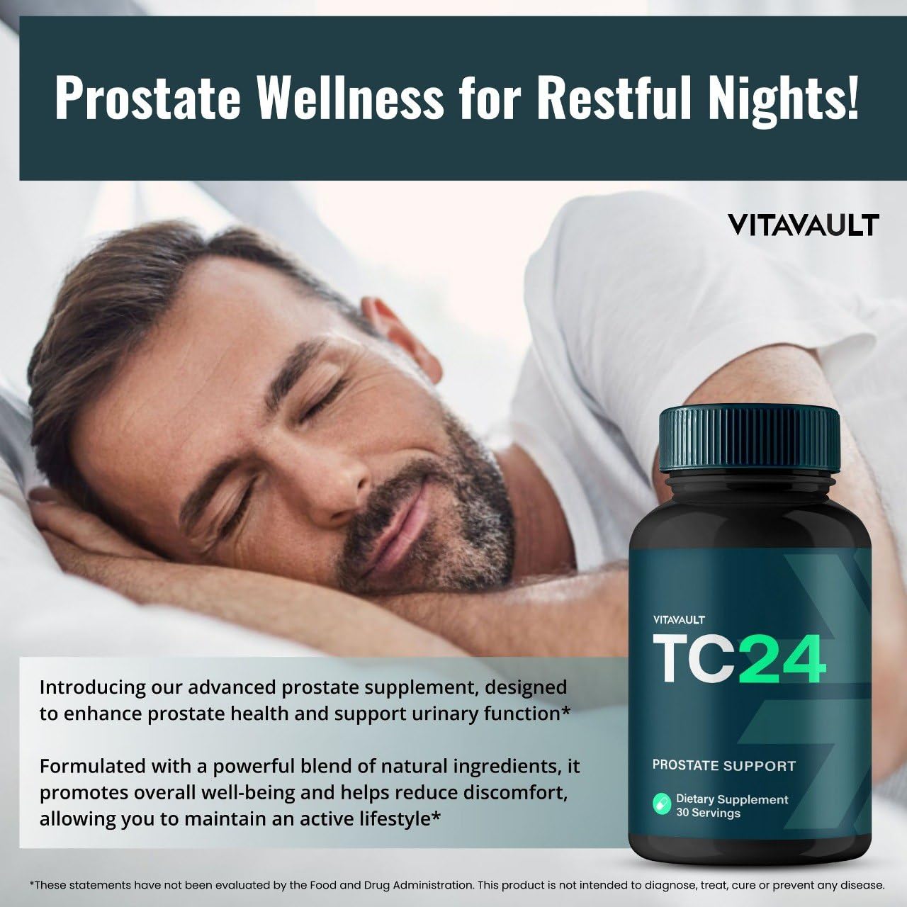 Vitavault TC24 Capsules, TC 24 Prostate Health Supplement Pills - Extra Strength, TC 24 Supports Prostate Heath All Natural Formula, TC24 Capsules Reviews (60 Capsules)