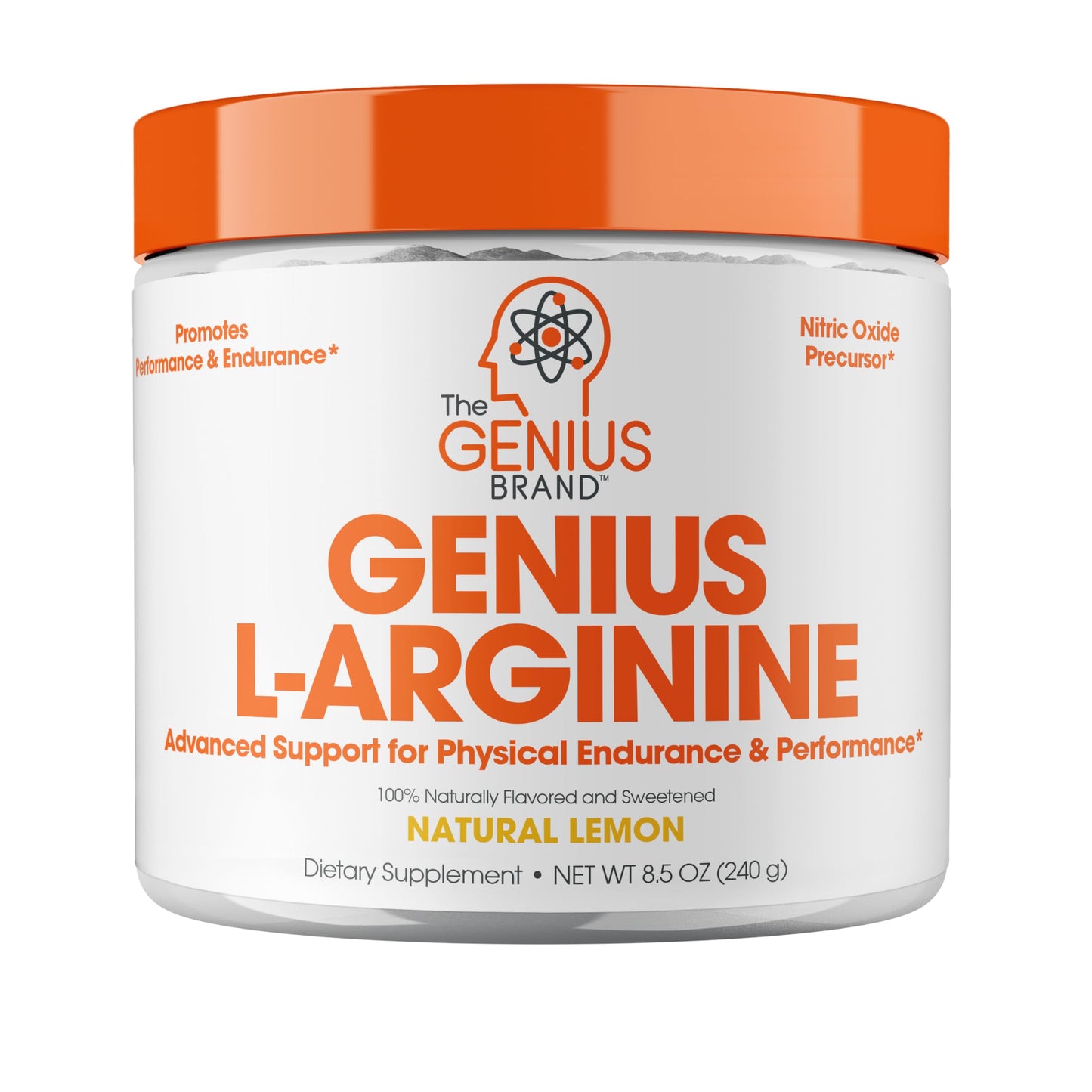 Genius L-Arginine Nitric Oxide Powder - Fermented L- Arginine Nutritional Supplements & Nitric Oxide Booster - Pre Workout, Natural Muscle Builder - 30 Servings, Lemon