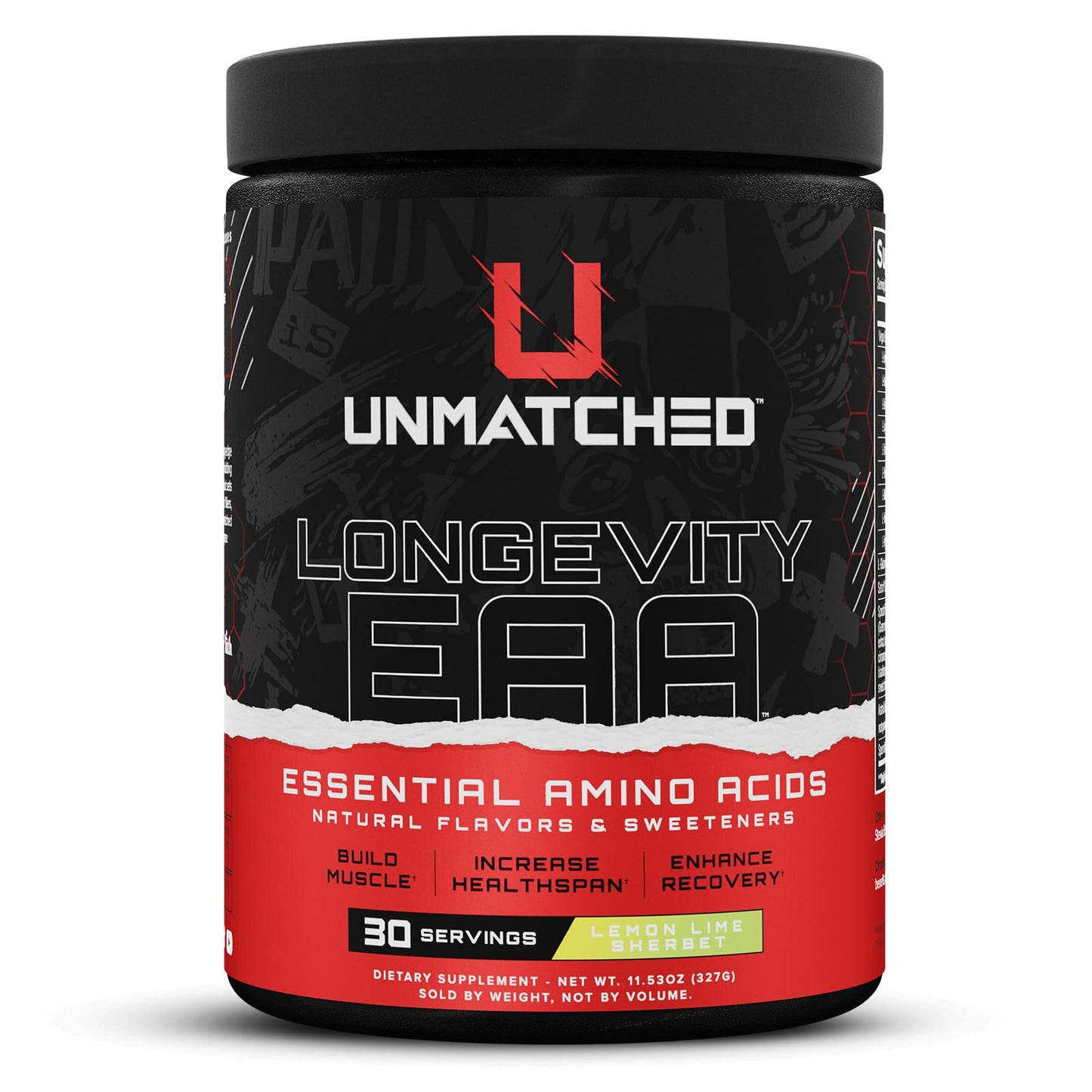 Unmatched Longevity EAA Essential Amino Acids | Muscle Build & Recovery | Performance & Health-Span Benefits | Natural Flavors & Sweeteners | 30 Servings (Lemon Lime Sherbet)