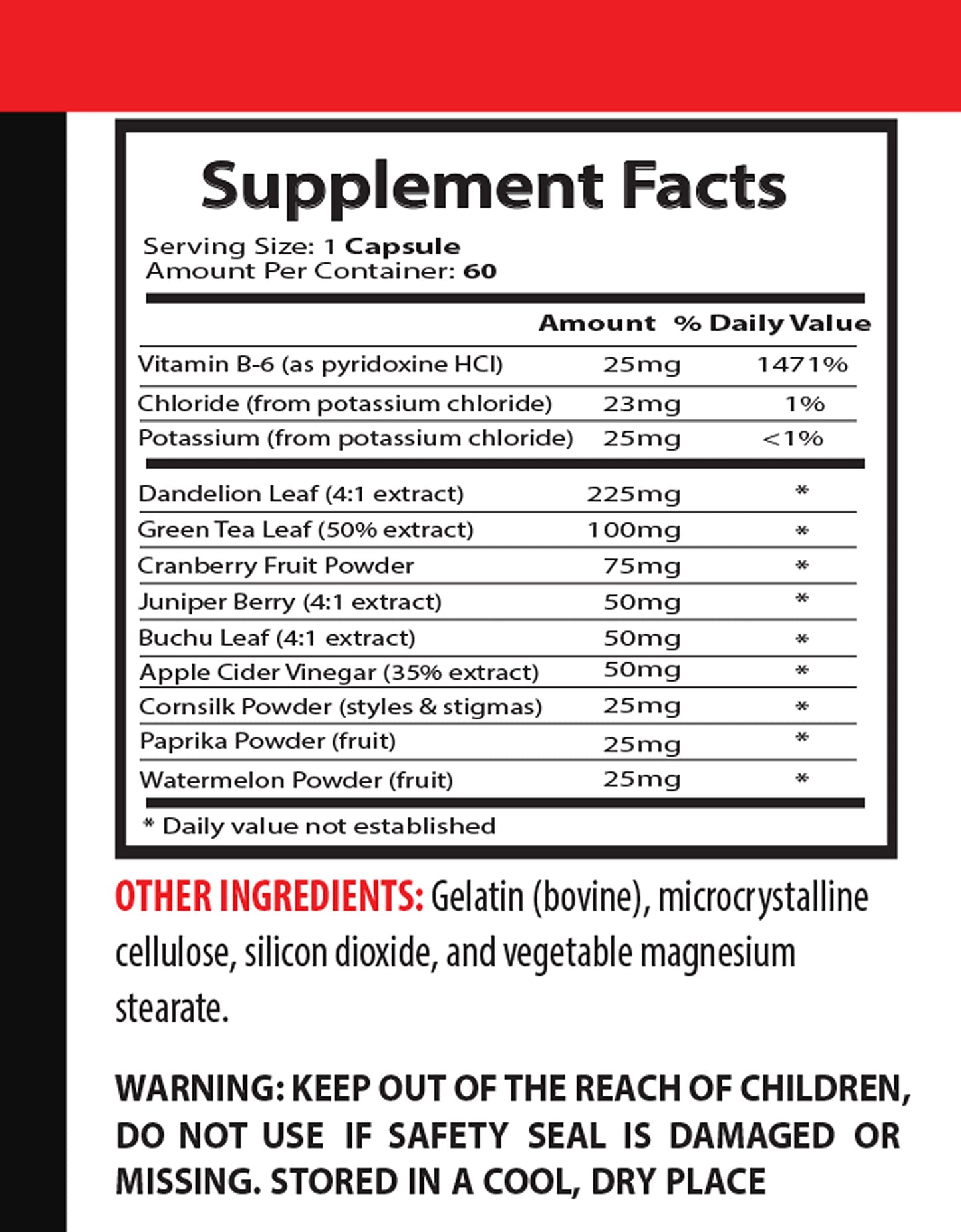 Urinary tract support - WATER AWAY DIURETIC PILLS - Watermelon, Dandelion, Paprika, Potassium, diuretics for water retention in legs and feet, diuretics water pills, diuretic supplements, 1B 60 Caps
