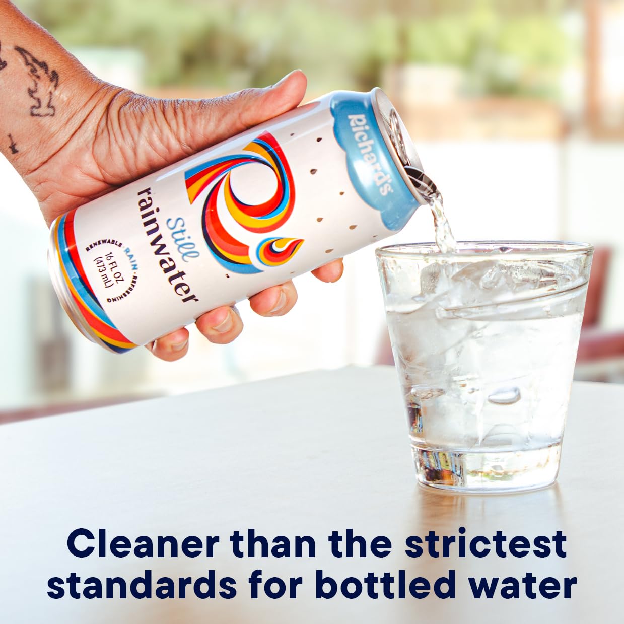 Richards Rainwater Still Canned Water 100 Rain Naturally Purified Drinking Water 16 fl oz Aluminum Cans Pack of 12