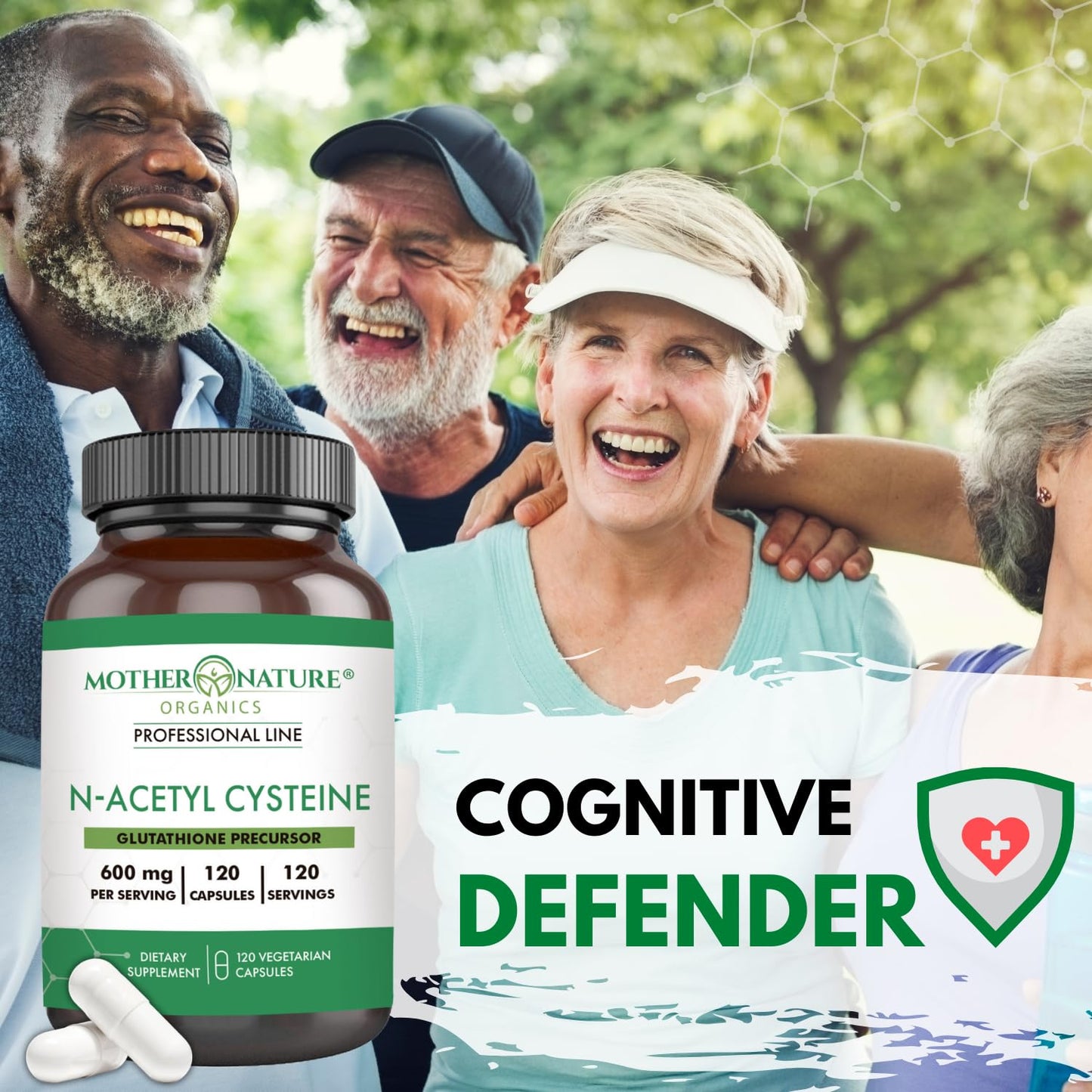 Mother Nature Organics NAC 600mg - N-Acetyl Cysteine Supplement for Glutathione Production, Liver & Lung Support, Immune & Respiratory Health, Antioxidant Detox for Heart & Brain Function - 120 Counts
