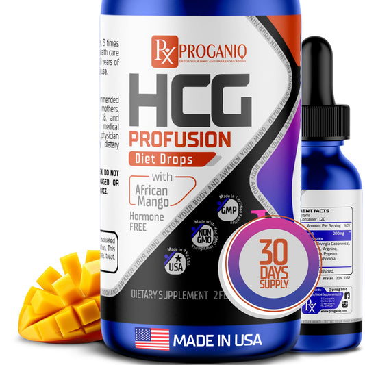 X PROGANIQ Profusion HCG Drops - Advanced Weight Management Formula with African Mango - Hormone Free Drops for Women & Men - Made in The USA - HCG Drops for Weight Management - 30 Day Supply