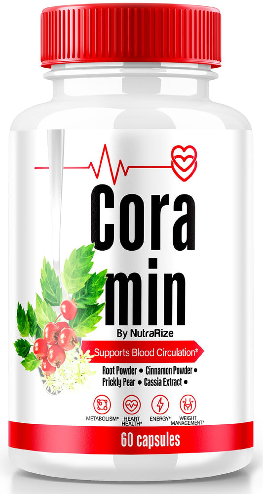 NutraRize Coramin Capsules, All-Natural Formula to Maintain Healthy Levels, Maximum Strength Supplement, Premium Blood Flow Support, Official Vitamin Pills, Cora min Capsulas Reviews (60 Capsules)