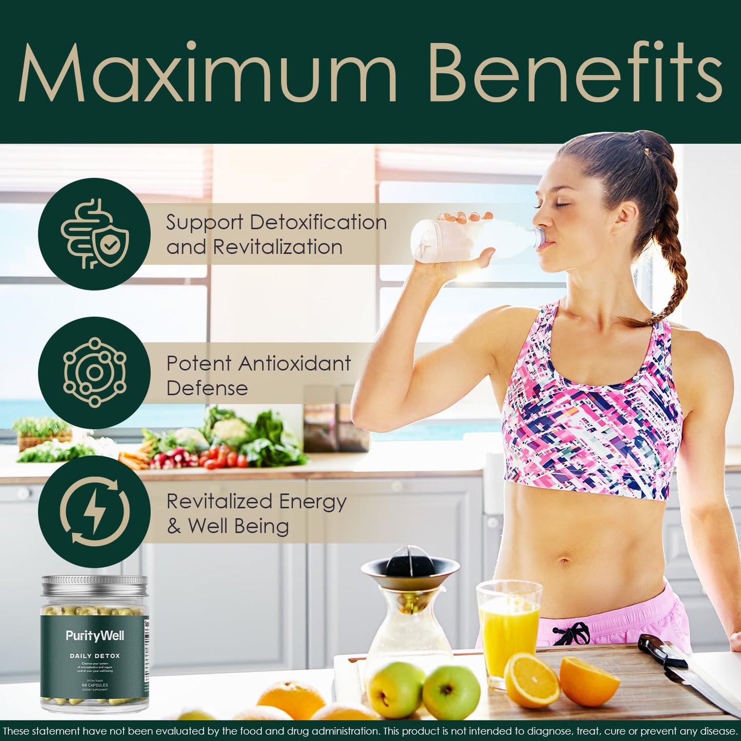 PurityWell Full-Body Support Supplement with Quercetin 500mg, Vitamin C & L-Cysteine - Supports Respiratory, Liver & Digestive Health - 90 Capsules