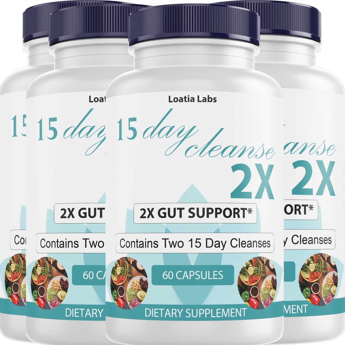 15 Day Cleanse 2X - Double Gut & Colon Support - Advanced Gut Cleanse Detox for Women & Men with Alfalfa, Cascara Sagrada, Probiotics & Psyllium Husk - Non-GMO - Made in USA - 60 Capsules (4 Bottles)