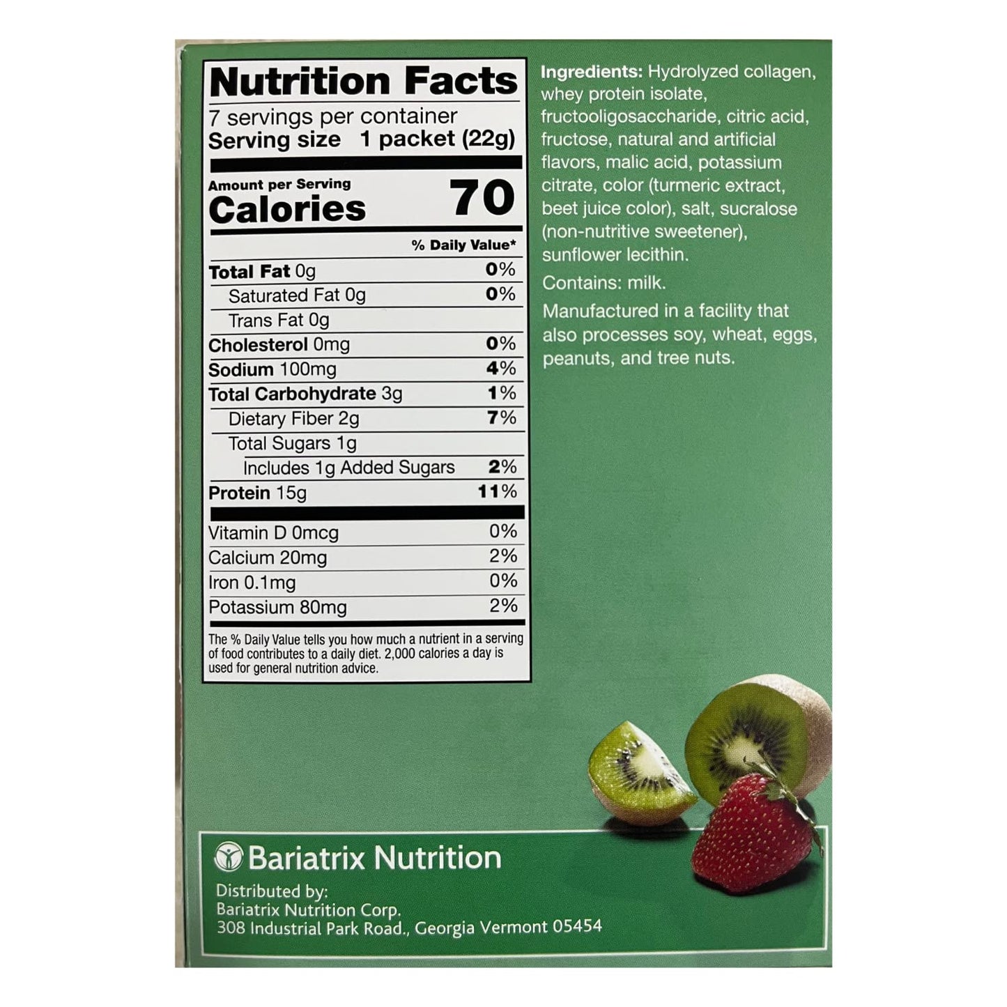 PROTIFIT  High Protein Strawberry Kiwi Fruit Drink 2 Pack 15g Protein Low Calorie Sugar Free Ideal Protein Compatible 7 Servings Per Box 2 Pack