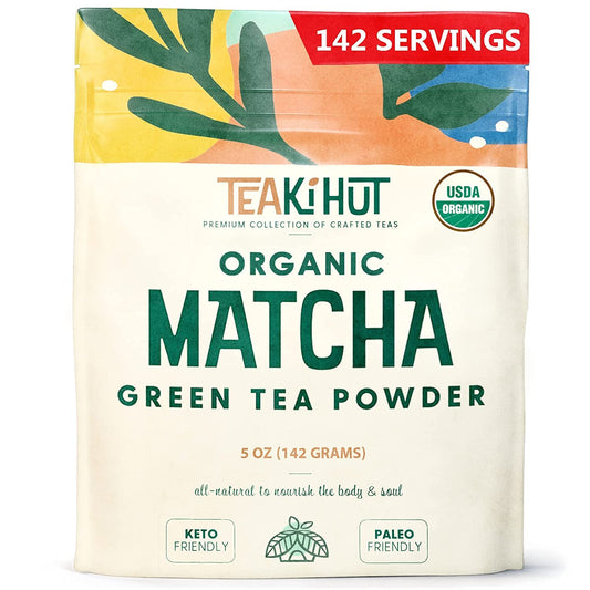 TEAki Hut Organic Matcha Green Tea Powder 5 oz Refreshing Matcha Green Tea Powder for Baking and Cooking Unsweetened and Delicious Pure Matcha Powder for Smoothies Latte Hot and Cold Drinks
