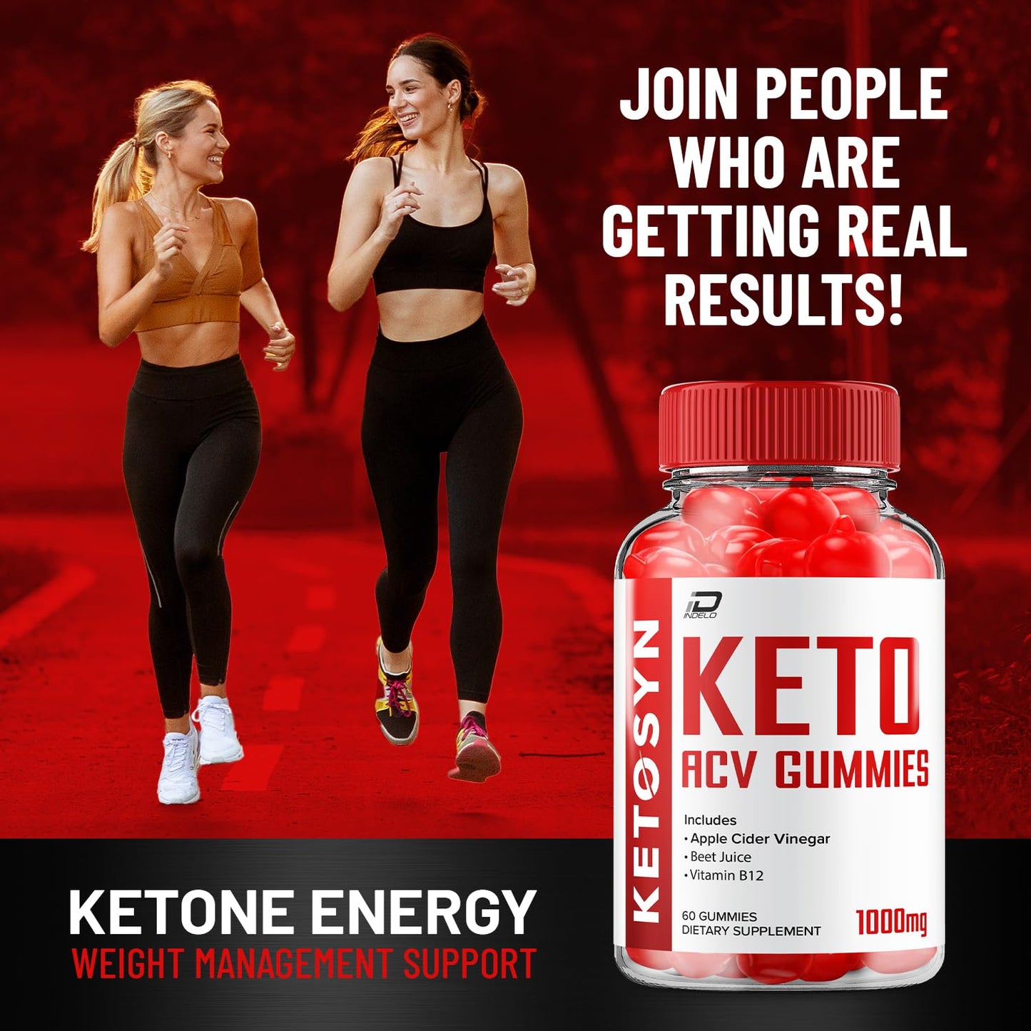 Indelo Ketosyn ACV Gummies Advanced Formula - Ketosyn Gummies Fast Acting Extra Strength Formula, Ketosyn + ACV Gummies Reviews, B12 (2 Pack - 120 Gummies)