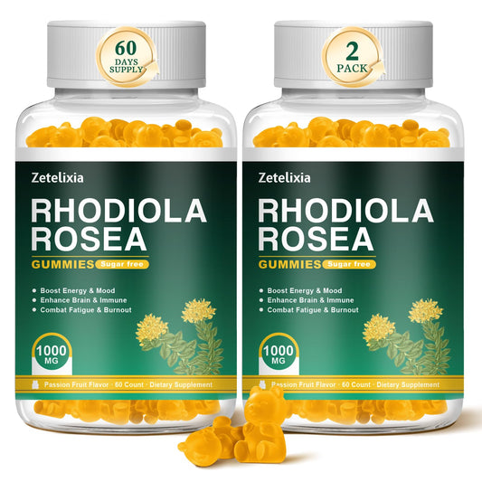 Zetelixia Organic Rhodiola Rosea Gummies 1000mg, Rhodiola Rosea Supplement for Women & Men, Sugar-Free, Non-GMO, Vegan, 120 Count