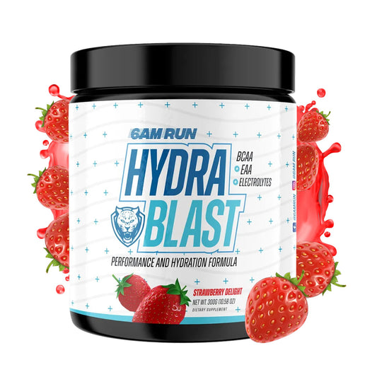 6AM Run Hydra Blast Intra-Run BCAA & EAA Hydration Powder, Electrolyte Supplement for Runners, Running Nutrition Support, Boosts Endurance & Recovery, Strawberry Delight Flavor, 30 Servings