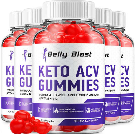 (5 Pack) Belly Blast Keto ACV Gummies - Advanced Formula Belly Blast Keto Plus ACV Gummies Apple Cider Vinegar, Weight Management, BellyBlast ACV Dietary Supplement Reviews Men Women (300 Gummies)