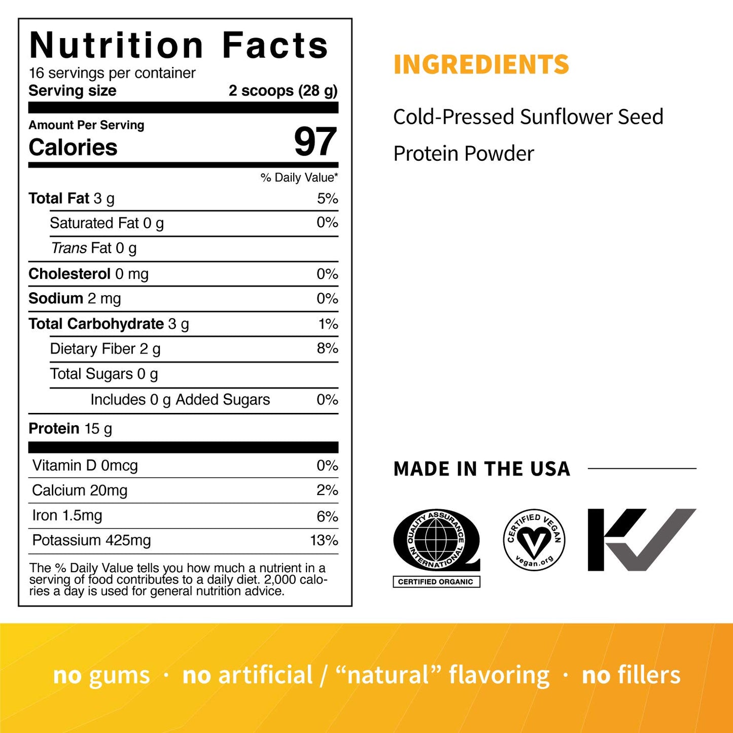 Sprout Living Simple Sunflower Seed Protein Powder, 15 Grams Organic Plant Based Protein Powder Without Artificial Sweeteners, Non Dairy, Non-GMO, Vegan, Gluten Free, Keto Drink Mix (1 Pound)