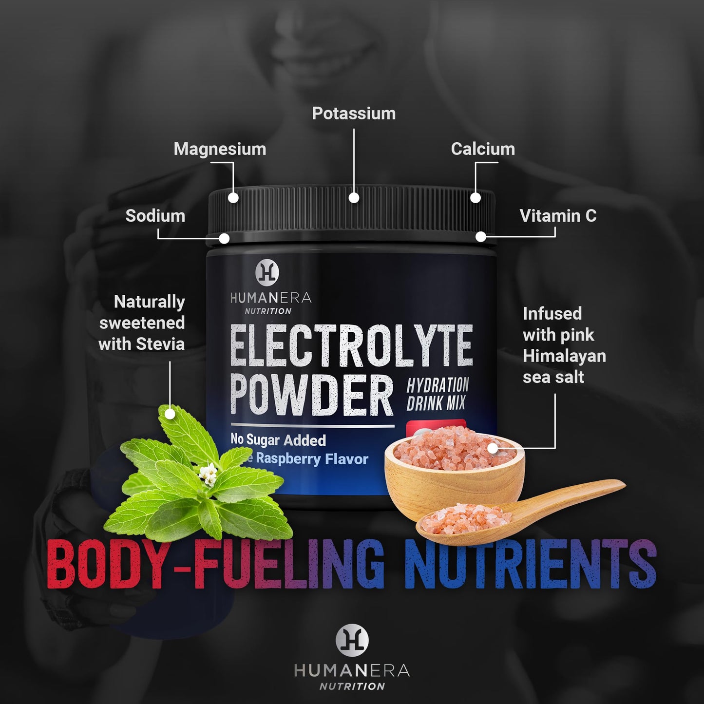 HumanEra Electrolyte Powder Hydration Mix - Blue Raspberry, 30 Servings - No Sugar Electrolyte Powder with Himalayan Sea Salt & Stevia - Drink Mix with Vitamins & Trace Minerals for Hydration