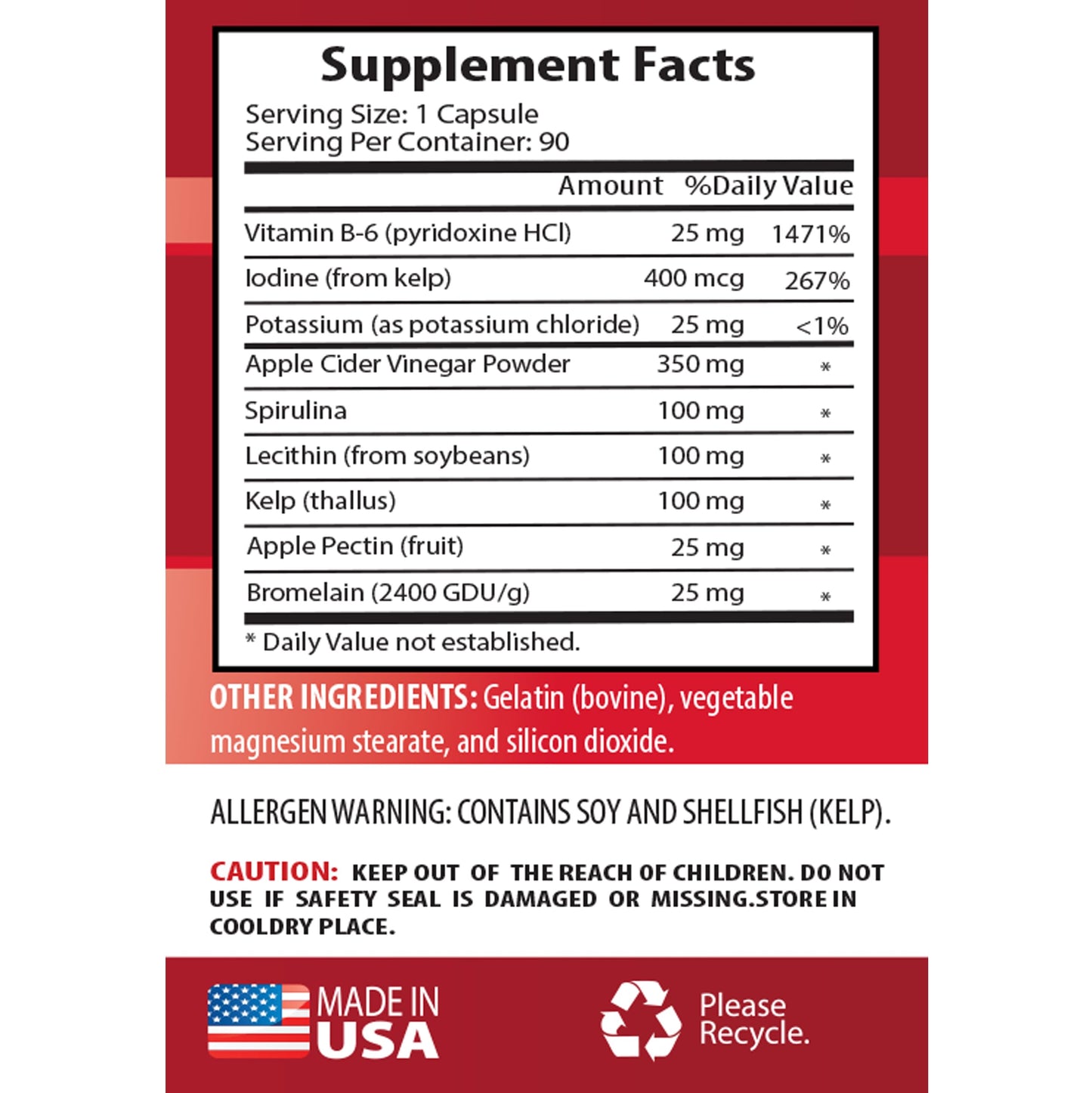 Apple Cider Vinegar Hair Products - Apple Cider Vinegar Advanced Complex with kelp, spirulina, Lecithin - Lecithin kelp b6, Klamath Blue Green Algae, Digestion Support Supplement - 1 Bottle 90 Caps