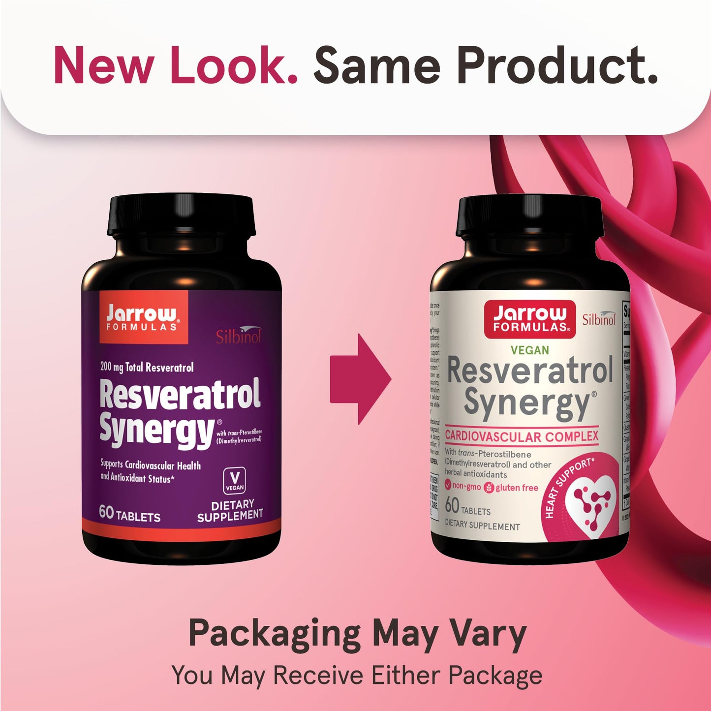 Jarrow Formulas® Resveratrol Synergy® 200 mg, Dietary Supplement, Heart Support, 60 Tablets, 60 Day Supply